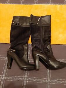 ZU women's black leather boots size 8