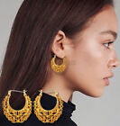 Unique 18ct Gold Plated Chunky Hollow Hoop Round Leverback Mothers Gift Earrings