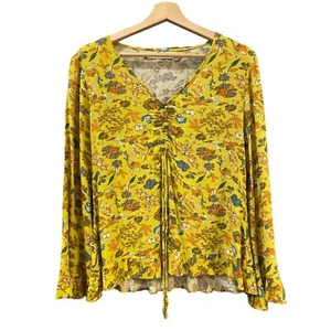 Blusa Chelsea & Violeta Mujer Amarilla Manga Larga Pequeña Frente Acanalado Campesina - Imagen 1 de 3