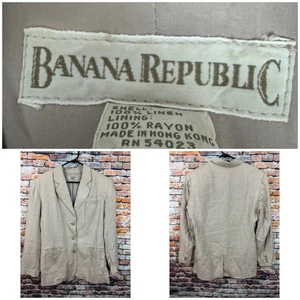 Blazer mediano vintage Banana Republic para mujer 100 % lino tela de 3 botones - Imagen 1 de 7