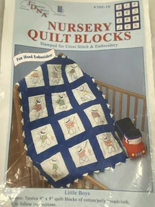 Jack Dempsey Nursery Quilt Blocks Little Boys Stamped Cross Stitch & Embroidery - Picture 1 of 3