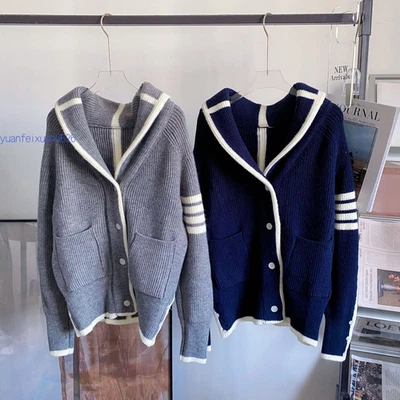 Chaqueta cárdigan de lana con solapa TH *M BROW NE Foto 1 de 4