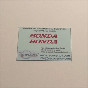 Matchbox Lesney 38c Honda Motor Cycle Trailer Early Decal Set - Picture 1 of 3