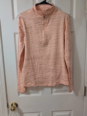 Pullover Nike Pro DriFit para mujer con cremallera de cuarto oro rosa mármol grande Foto 1 de 3