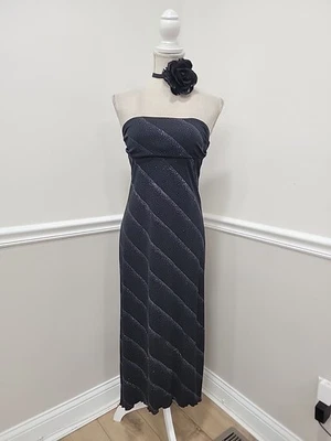 VTG Y2K Wishes Wishes Wishes Asymmetrical Hem/Glitter Slinky Strapless Dress S - Image 1 of 4