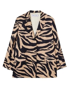 Off-White Linen-Blend Single-Breasted Jacket. Large - Picture 1 of 4