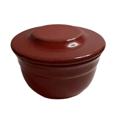 Emile Henry France Modele Depose 16.10 Red Butter Bell Pot Keeper Crock - Image 1 of 4