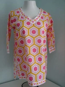 Túnica Top de Playa Madras para Cubrir Natación Acentos ECO Palm Beach Retro Geo S - Imagen 1 de 5