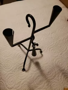 Wrought Iron Candelabra Candle Holder Two Candles&Snuffer Halloween Gothic Punk - Picture 1 of 8