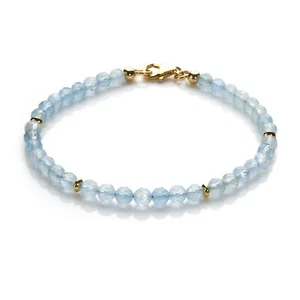 Aquamarin Armband 925 Silber vergoldet Armkette Z562 - Picture 1 of 6