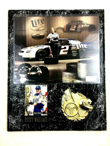 Rusty Wallace Plaque with Picture and MAXX 98 Card Excellent Condition  NASCAR Cover