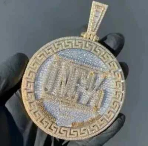4Ct Round Cut Real Moissanite Custom Letter Men's Pendant 14K Yellow Gold Plated - Picture 1 of 11