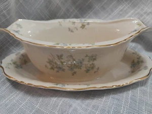 Syracuse Federal Shape China Gravy boat w attached Underplate Stansbury pattern - Picture 1 of 7