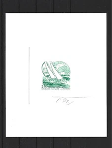 France, 1993,Sailing, 2 signed artist die proofs in green - Picture 1 of 2