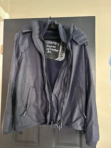 Mens Superdry Windcheater blue/ blue Multi Zip Coat Jacket SXl Hooded - Picture 1 of 9