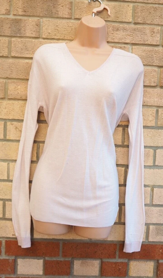 FENN WRIGHT MANSON PASTEL PINK KNIT LONG SLEEVE SHIFT JUMPER TOP BLOUSE SHIRT S - Image 1 of 4