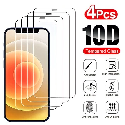 4-PACK For iPhone 13 , mini , Pro , Pro Max Tempered GLASS Screen Protector - Image 1 of 4