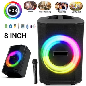 8'' Portable Tiltable Bluetooth Speaker Subwoofer Heavy Bass Sound System W/ Mic - Picture 1 of 11