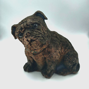 Vintage Syroco Wood Pulp Bulldog With Glass Eyes Circa 1930's 1940's