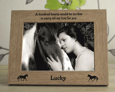 Horse Lovers Personalised Engraved Wooden Photo Frame Memorial Keepsake Gift - Image 1 of 2