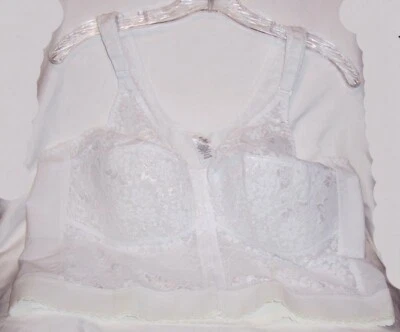 Sujetador Vintage Talla 46 C Estilo Corsé Línea Larga Bajo Encaje Blanco Cierre Frontal Foto 1 de 2