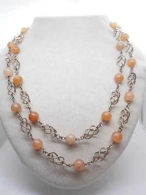 Collana in AGATA naturale arancione e ARGENTO 925 - Girocollo Pietra Dura - - Immagine 1 di 4