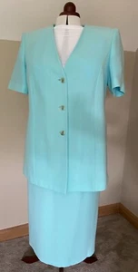 Ann Harvey 2 piece pale blue skirt suit, fully lined, size 18, worn once VGC - Picture 1 of 5