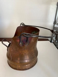 ANTICO SECCHIO NAVETTA RAME CARBONE CENERE - Foto 1 di 6