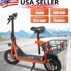 450W Sports Electric Scooter with Seat Adult Foldable EBike Moped Urban Commuter - Picture 1 of 7