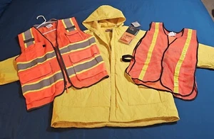 Rare Vintage Classic Yellow SPORTS AFIELD JACKET + Orange Glow Vests + Whistle! - Picture 1 of 19
