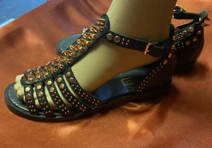 Top Shop Black copper Studded Gladiator Style Sandal Size 5 - Picture 1 of 5