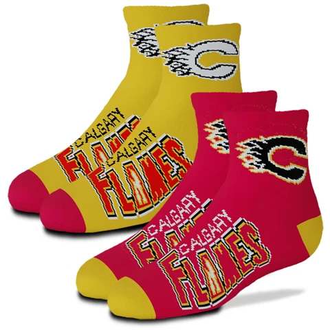 Youth For Bare Feet Calgary Flames 2-Pack Team Quarter-Length Socks Cover