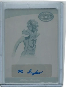 2011 LEAF U.S. ARMY MILLER SNYDER AUTO YELLOW PRINTING PLATE 1/1 NORTH CAROLINA - Picture 1 of 2