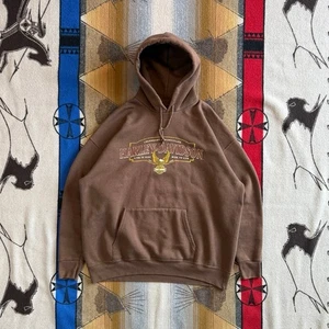 Vintage Men’s Harley Davidson Pullover Hoodie Sweatshirt Size XL Biker Brown - Picture 1 of 7