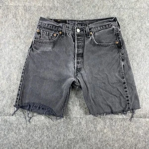 Vintage Levi's 501 Cut Off Jean Shorts Jorts 28 x 7 Black USA 90s - Picture 1 of 16