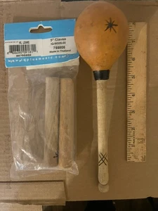 5″ Piccolo Claves +  Maraca New Pair Tycoon Percussion IQ+ Early Child Education - Picture 1 of 5