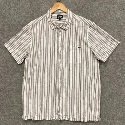 Billabong Shirt Mens Size Large White Striped Short Sleeve Collared 43819 - image 1 of 4