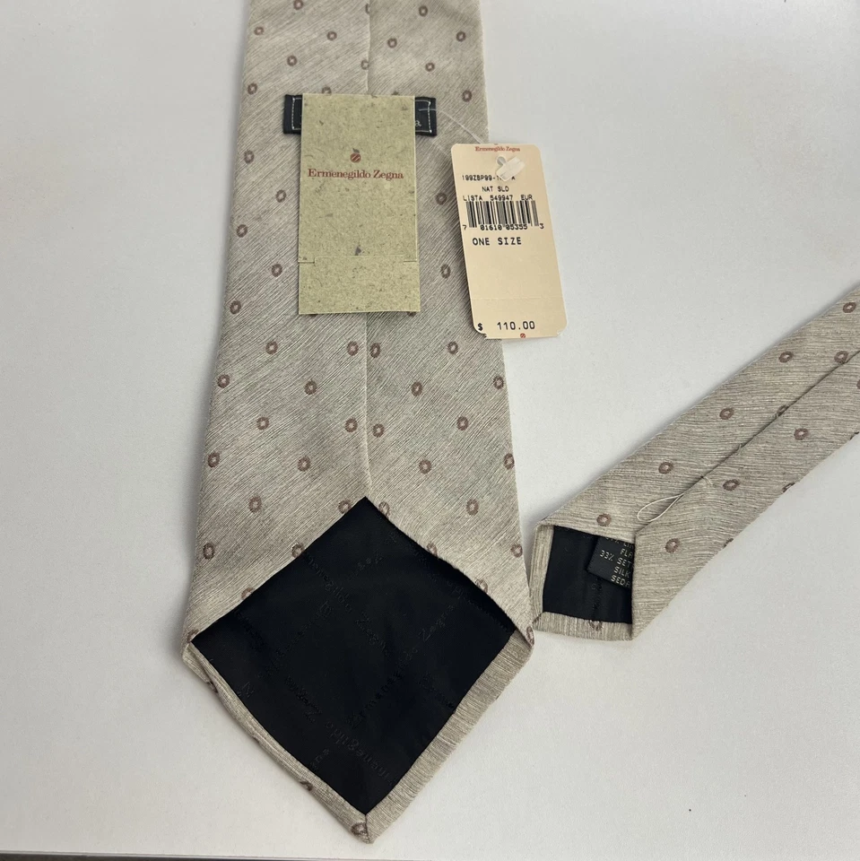 Gravata Ermenegildo Zegna masculina tamanho único seda padrão geométrico feita na Itália - Imagem 1 de 4