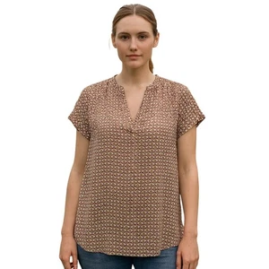 Blusa Anthropologie Pleione Estampado Geométrico Cuello en V Mujer M Manga Corta Top - Imagen 1 de 9
