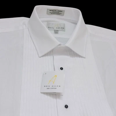 Neil Allyn Tuxedo Shirt White Mens 17-34/35 Cotton Point Collar French Cuff NWT - Image 1 of 4