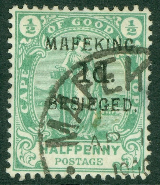 SG 2 Mafeking 1900. 1d sobre 1/2d verde. Muy fino usado, pequeño inversor delgado CAT 120€ Foto 1 de 1