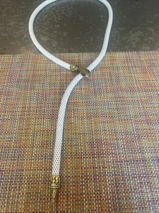 Vintage White Enamel Mesh Blue Eyed Snake Belt or Necklace by DL Auld 38” - Picture 1 of 14
