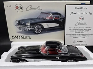 Autoart Millennium 1959 Chevrolet Corvette 1:18 Diecast Car 71142 Tuxedo Black - Picture 1 of 14