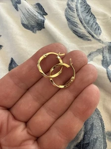 Gold-Plated Sterling Silver Hoop Earrings Marked AV 925 TH Diameter .75" - Picture 1 of 4