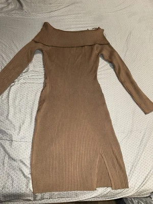 Steve Madden Mujeres Capucha Cuello Manga Larga Suéter Vestido-Talla XXL-Ultra Suave Beige Foto 1 de 2