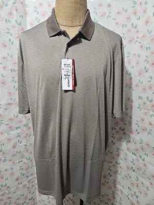 GRANDSLAM, МУЖСКОЙ НОВЫЙ КОРИЧНЕВЫЙ/БЕЛЫЙ ПОЛИ КОРОТКИМ РУКАВОМ ГОЛЬФ РУБАШКА-ПОЛО, РАЗМЕР XXL - Изображение 1 из 4