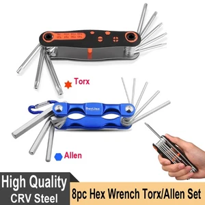8pc Folding Hex Wrench Metal Metric Torx/Allen Set Hexagonal Screwdriver Hex Key - Picture 1 of 13