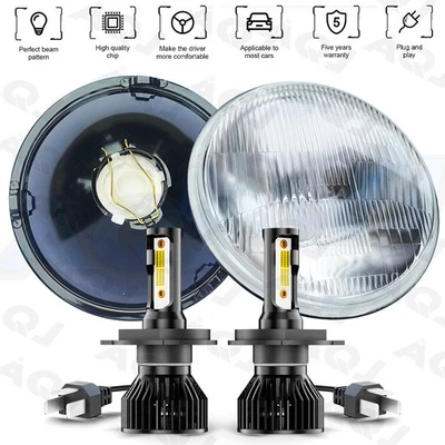 Pair 7 inch Round Led Headlights Lamp for Chevrolet K10 Suburban 1968-1975 Foto 1 de 4