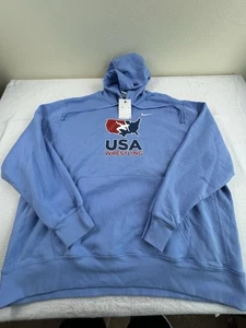 Nike USA Wrestling Light Blue Hoodie Sweatshirt Men Size 2XL Brand New Heavy - Picture 1 of 5