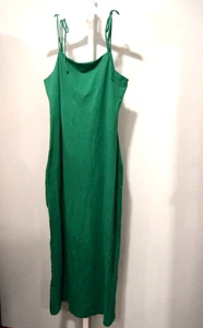 NUEVO CON ETIQUETAS A New Day Para Mujer XS Maxi Vestido Verde Cuchara Profunda Espalda Tela Correas de Corbata - Imagen 1 de 3